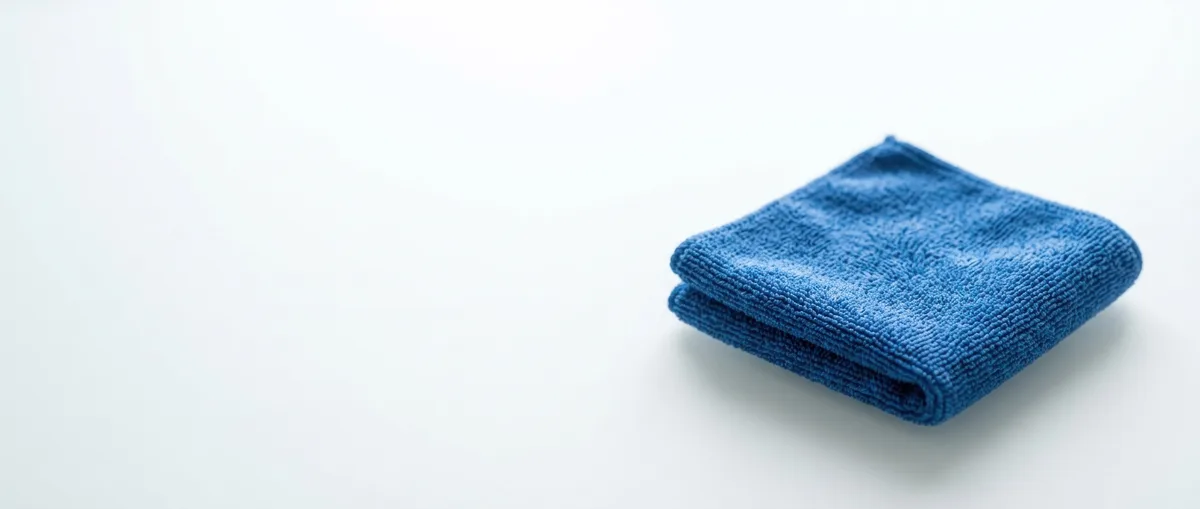 Chiffon en microfibre plié sur une surface blanche
